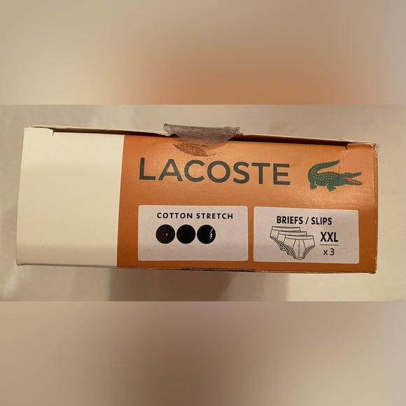 Lacoste 3 Pack Men’s Briefs Casual Cotton Stretch Black Size XXL 42-46 - Picture 4 of 5
